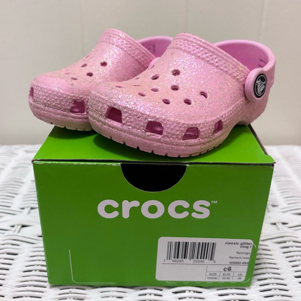 Crocs classic glitter clogs